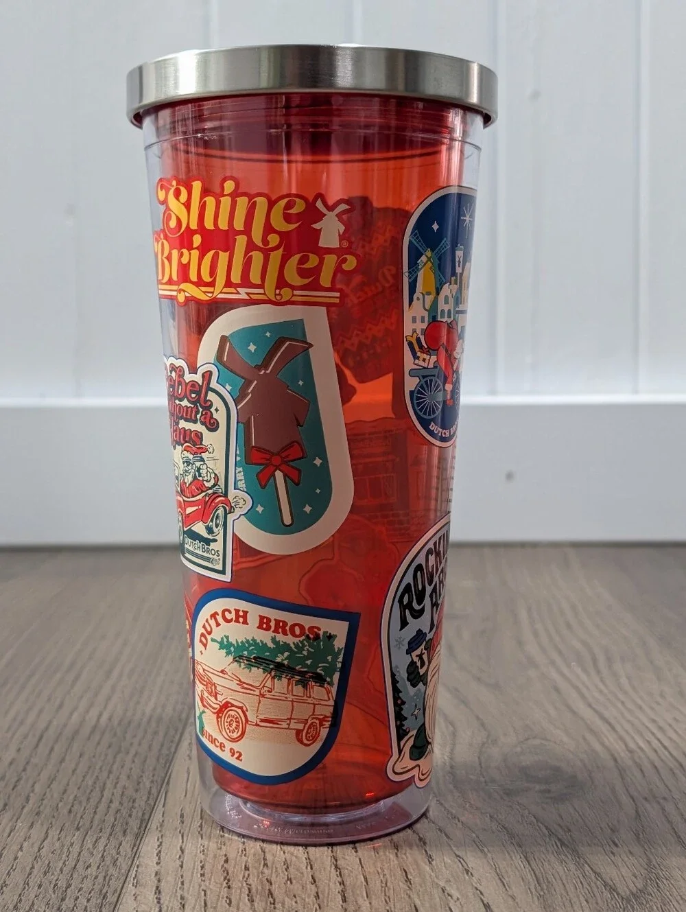 NEW Dutch Bros Coffee Red Christmas Tumbler, No Straw